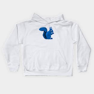 Blue Nibbling Squirrel Kids Hoodie